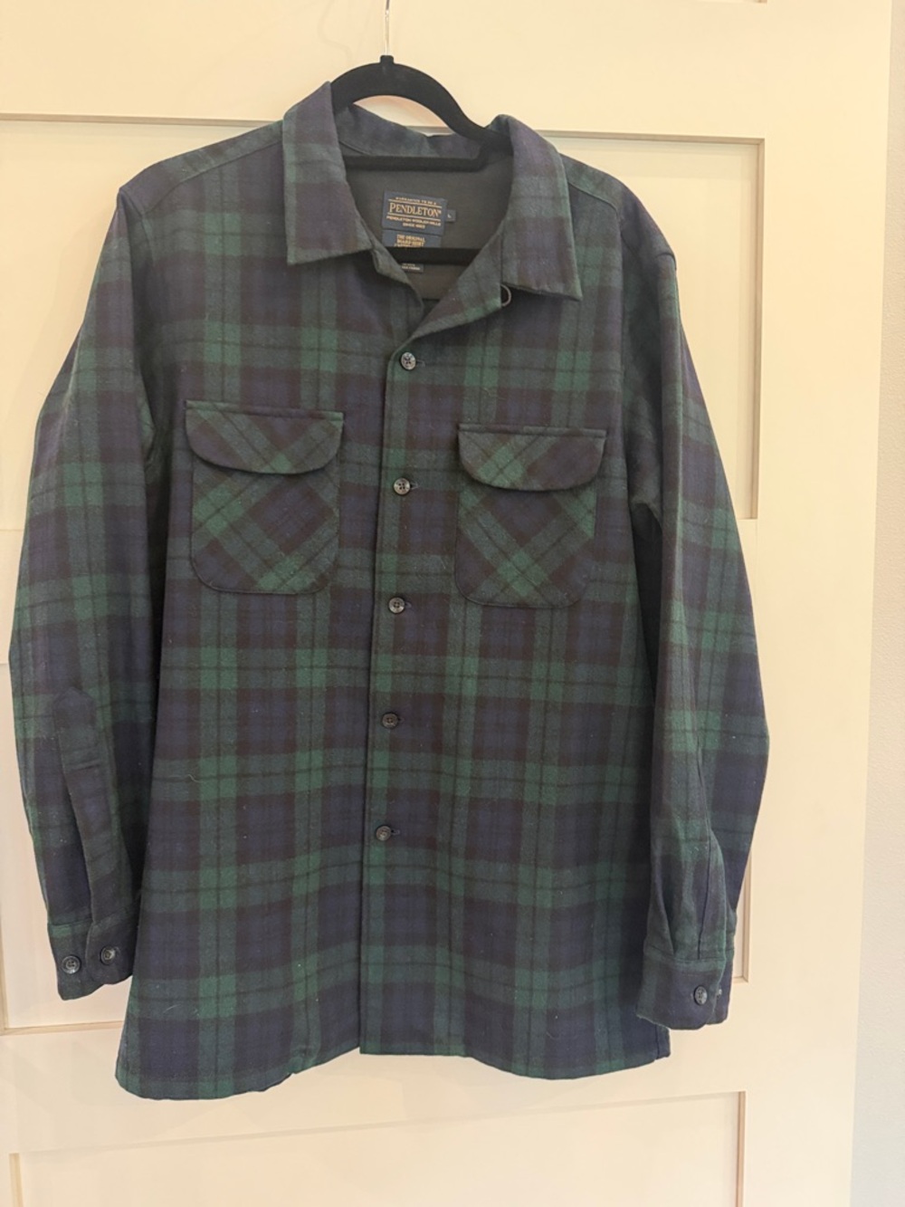 Pendleton Navy & Green Plaid Wool Board Shirt